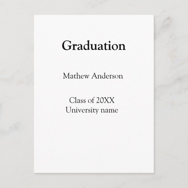Postal Nombre de graduación clase de 20XX nombre de unive (Anverso)
