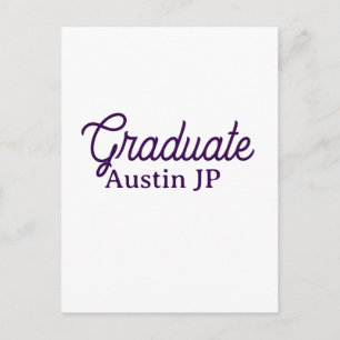 Postal nombre de graduación morado simple minimalista ele