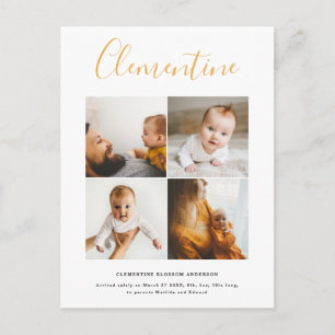 Postal Nombre de guión moderno multifoto polka dot