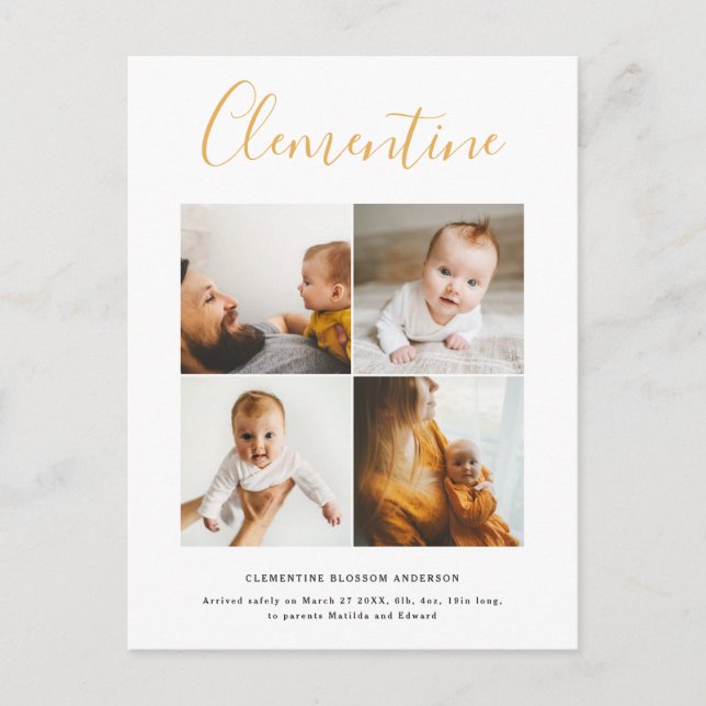 Postal Nombre de guión moderno multifoto polka dot (Anverso)