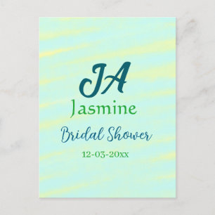 Postal Nombre de la ducha de boda de acuarela pastel azul