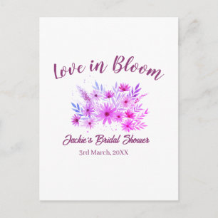 Postal nombre de la ducha nupcial rosa boho love in Bloom