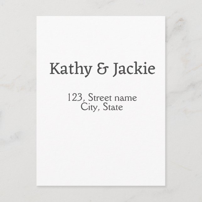 Postal Nombre de la pareja negra blanca dirección de la c (Anverso)