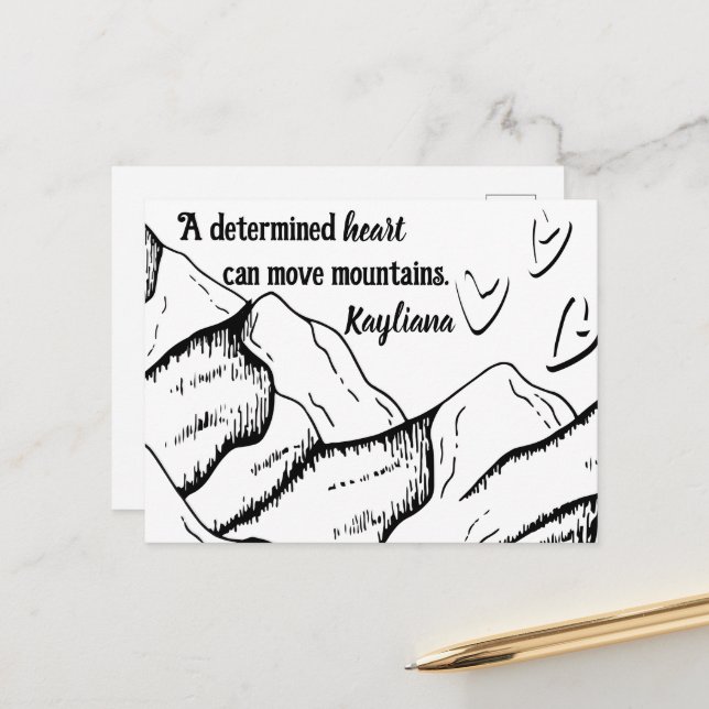 Postal Nombre de las montañas de movimiento del corazón d (Anverso/Reverso In Situ)