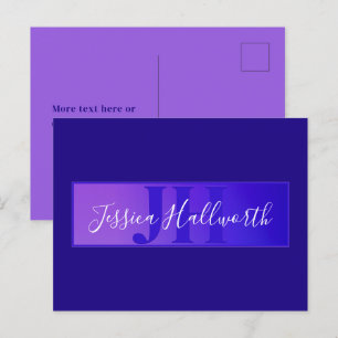 Postal Nombre de letra moderna elegante y monograma Ombre