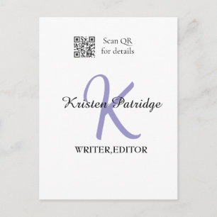 Postal nombre de monograma escritora edición violeta códi
