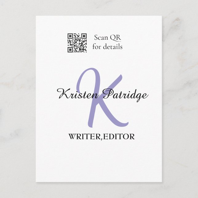 Postal nombre de monograma escritora edición violeta códi (Anverso)