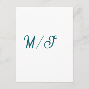 Postal Nombre de pareja de boda monograma turquesa simple