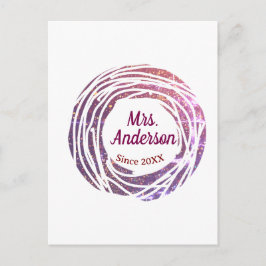 Postal nombre de sra rosa borde malva desde año de bodas 