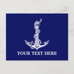 Postal Nombre del barco vintage nautical Anchor Rope