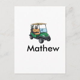 Postal nombre del hombre del coche de golf verde regalos 