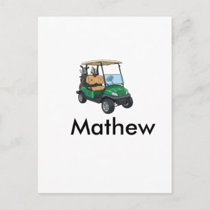 Postal nombre del hombre del coche de golf verde regalos