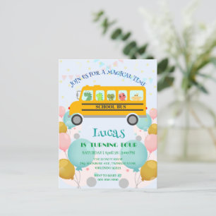 Postal Nombre divertido de fiesta de cumpleaños de autobú