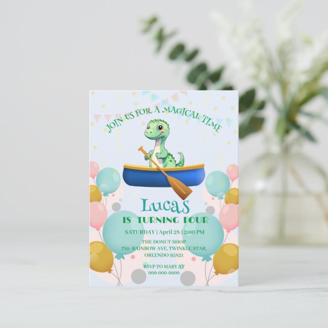 Postal Nombre divertido de fiesta de cumpleaños de kayak  (Anverso de pie)