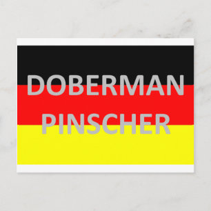 Postal nombre doberman pinscher en la bandera de alemania