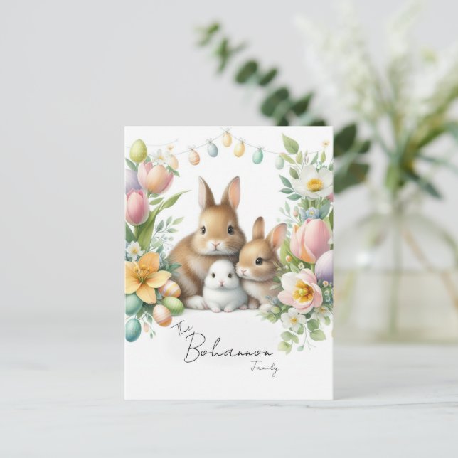 Postal Nombre familiar personalizado Pascua (Anverso de pie)