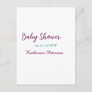 Postal nombre fecha baby shower azul amarillo tierno orej