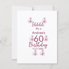 Postal Nombre floral blanco marrón malva shhhh cumpleaños