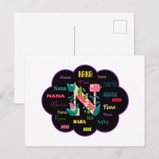 Postal Nombre floral Nana (Anverso / Reverso)