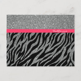 Postal Nombre Glam Personalizado Brillante Rosa Plateado 