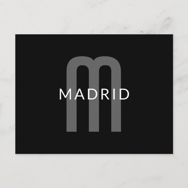 Postal Nombre Monogramado de aspecto moderno | Blanco gri (Anverso)