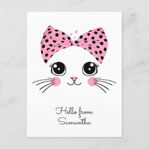 Postal Nombre personalizado Cara de gato recortada