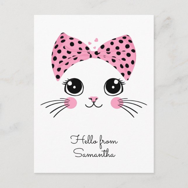 Postal Nombre personalizado Cara de gato recortada (Anverso)