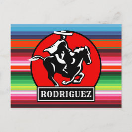 Postal NOMBRE Personalizado Carro Caballo Serape Español