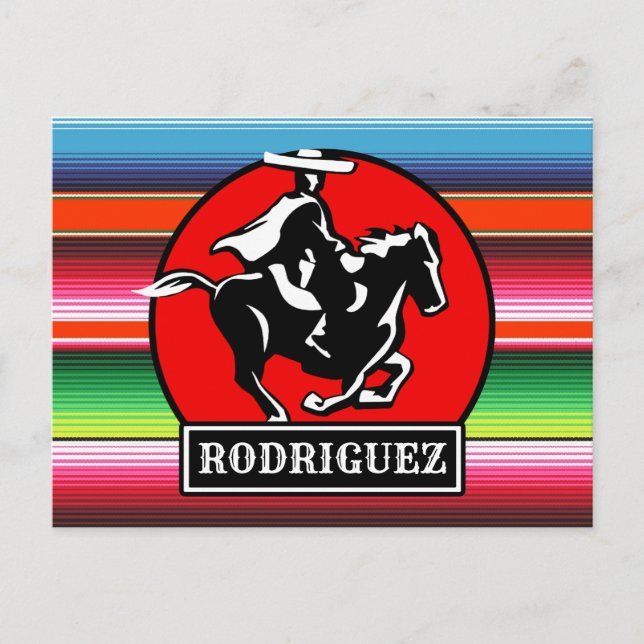 Postal NOMBRE Personalizado Carro Caballo Serape Español  (Anverso)