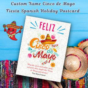 Postal Nombre personalizado Cinco de Mayo Fiesta Vacacion