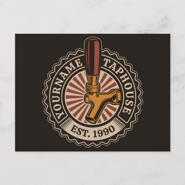 Postal NOMBRE Personalizado Craft Beer Taphouse Brewery B (Anverso)