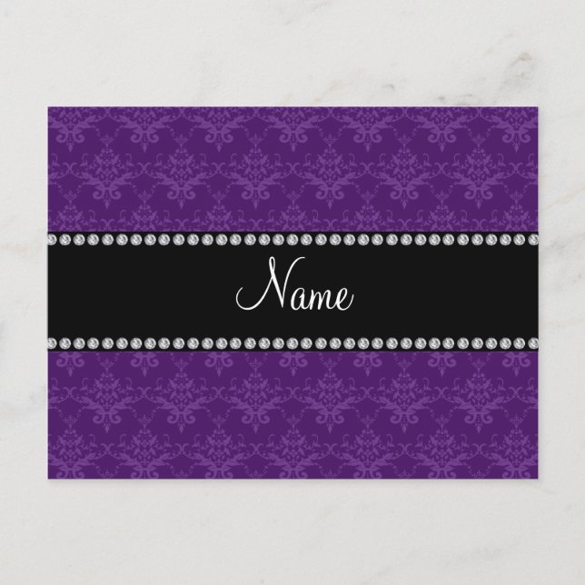 Postal Nombre personalizado Damasco morado (Anverso)
