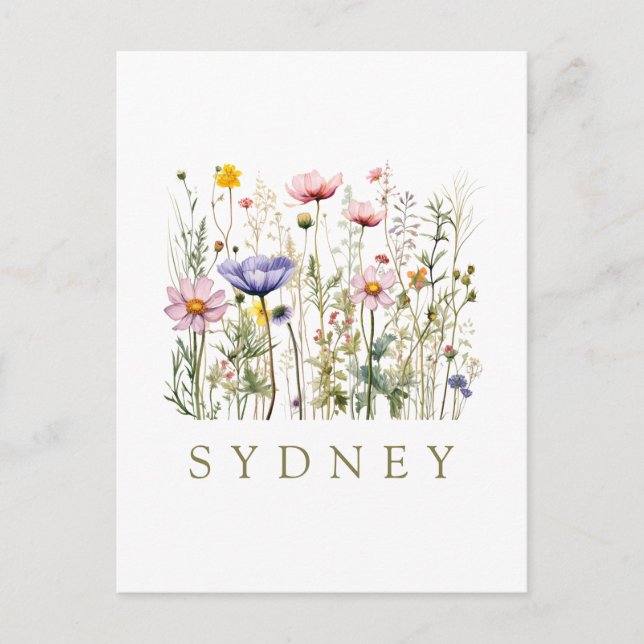 Postal Nombre personalizado de flor silvestre (Anverso)