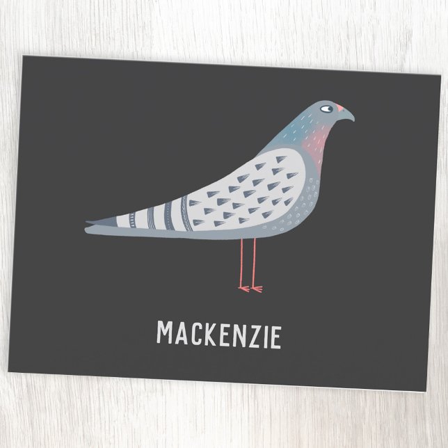 Postal Nombre personalizado de la paloma divertida (Fun personalized pigeon postcard for bird lovers)