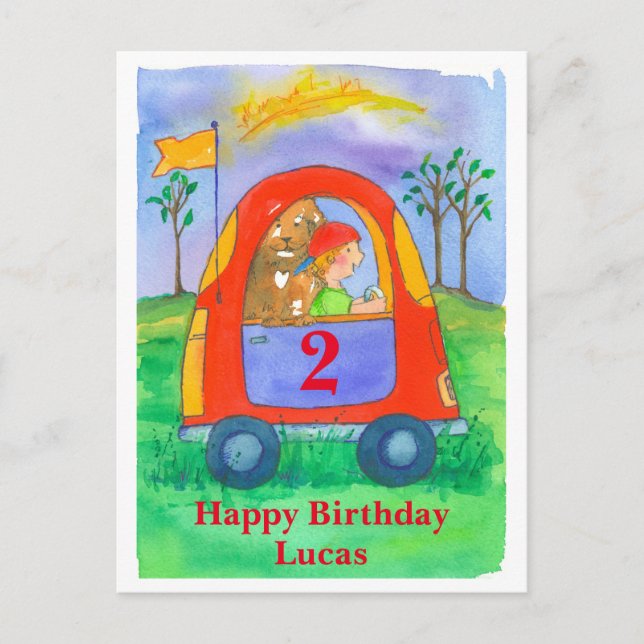Postal Nombre personalizado del niño de cumpleaños feliz (Anverso)