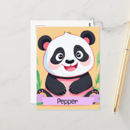 Postal Nombre personalizado del panda del bebé