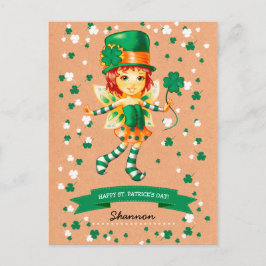 Postal Nombre personalizado Fairy Chica St. Patrick's Day