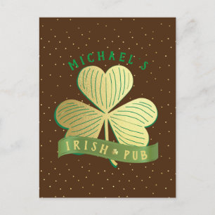 Postal Nombre personalizado Gold Shamrock St Patrick's Da