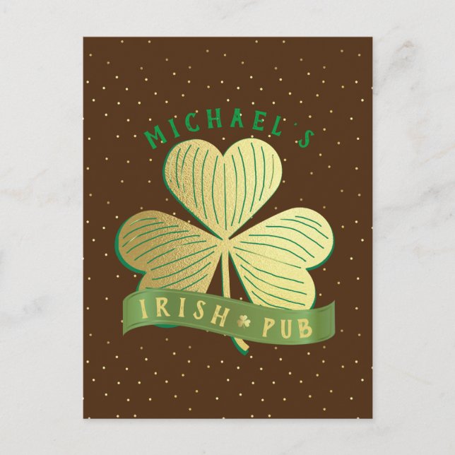 Postal Nombre personalizado Gold Shamrock St Patrick's Da (Anverso)