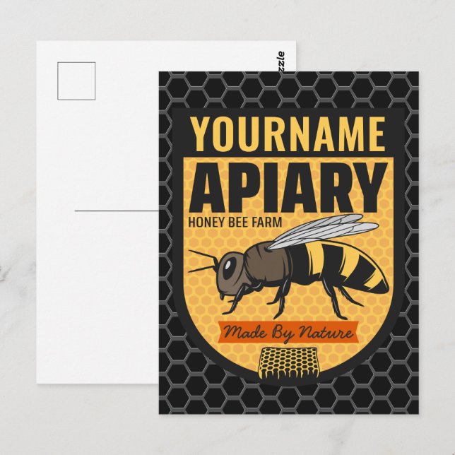 Postal NOMBRE personalizado Granja de colmenas amorosas d (Anverso / Reverso)