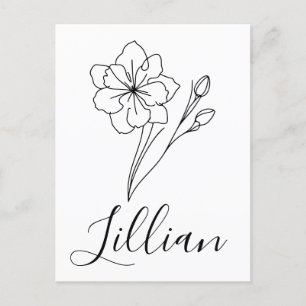 Postal Nombre personalizado Jonquil de marzo Flor de naci