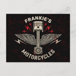 Postal NOMBRE Personalizado Motocicleta Piston Wings Bike