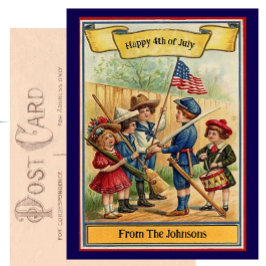 Postal Nombre personalizado patriótico vintage del 4 de j