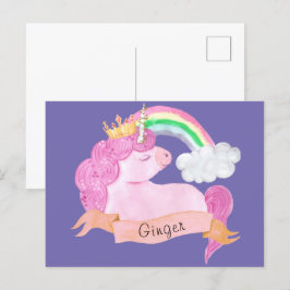 Postal Nombre personalizado 🌈 Rainbow Unicorn