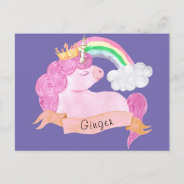 Postal Nombre personalizado 🌈 Rainbow Unicorn