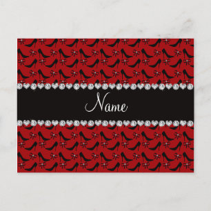 Postal Nombre personalizado rojo alto tacón negro arco di
