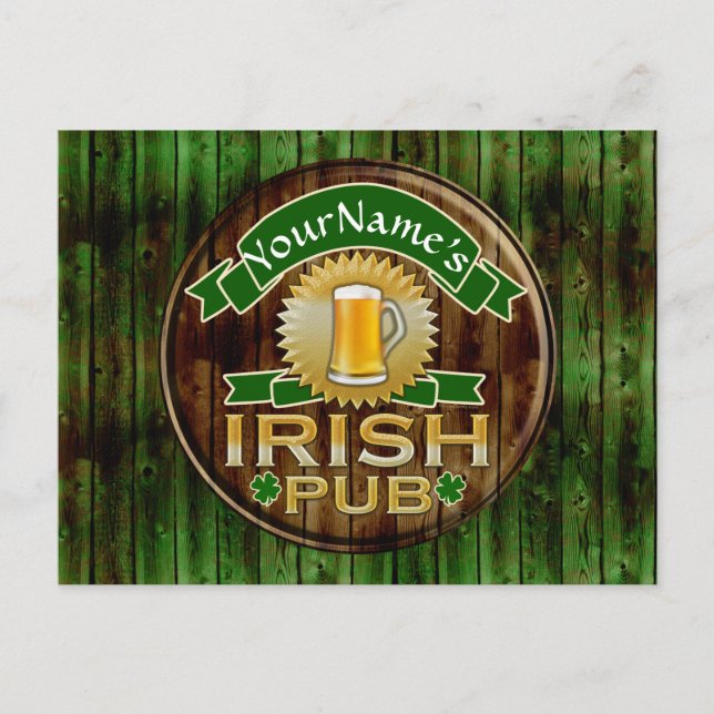 Postal Nombre personalizado: Rótulo de pub irlandés St. P (Anverso)