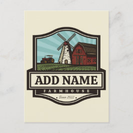 Postal NOMBRE Personalizado Rústico Farmhouse Old Windmil