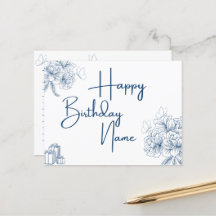 Nombre personalizado Saludo de cumpleaños - Floral