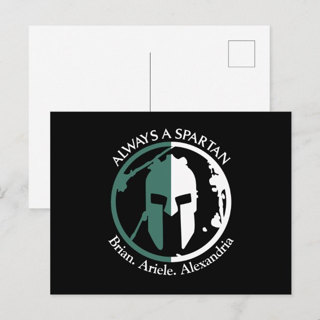 Postal Nombre personalizado Spartan Strong Go Green (Anverso / Reverso)